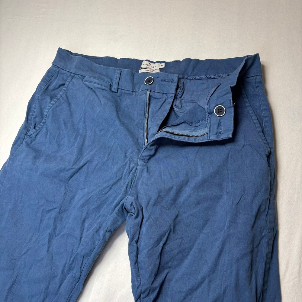 Cyrillus Paris Chino Pants Mens 32x33 Blue Slim Fit Cotton Trousers